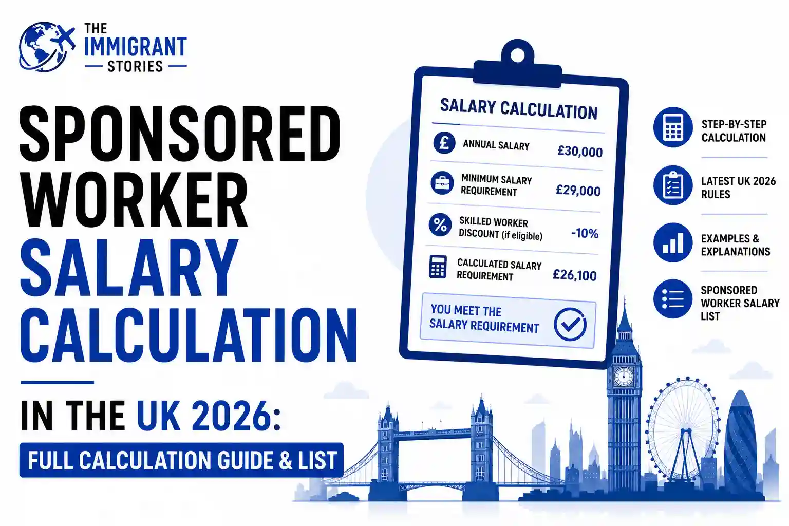 The Immigrant Stories 7 Sponsored Worker Salary Calculation in the UK 2026: Full Calculation Guide & List